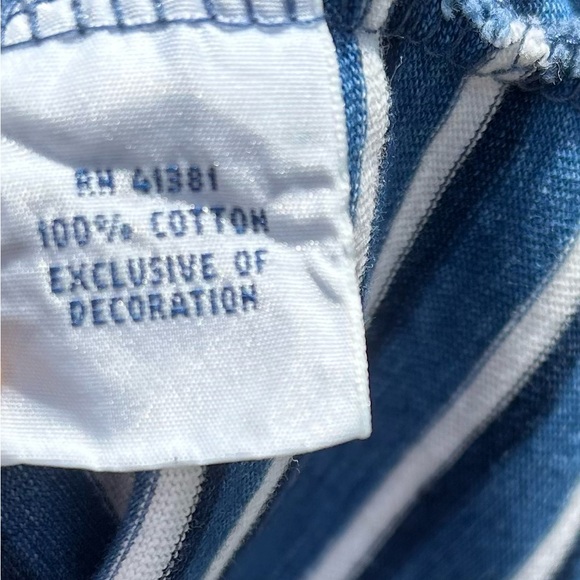 Vintage RALPH LAUREN Polo XL Shirt Anchor Logo Pocket Blue Stripe Short Sleeve - Picture 5 of 5